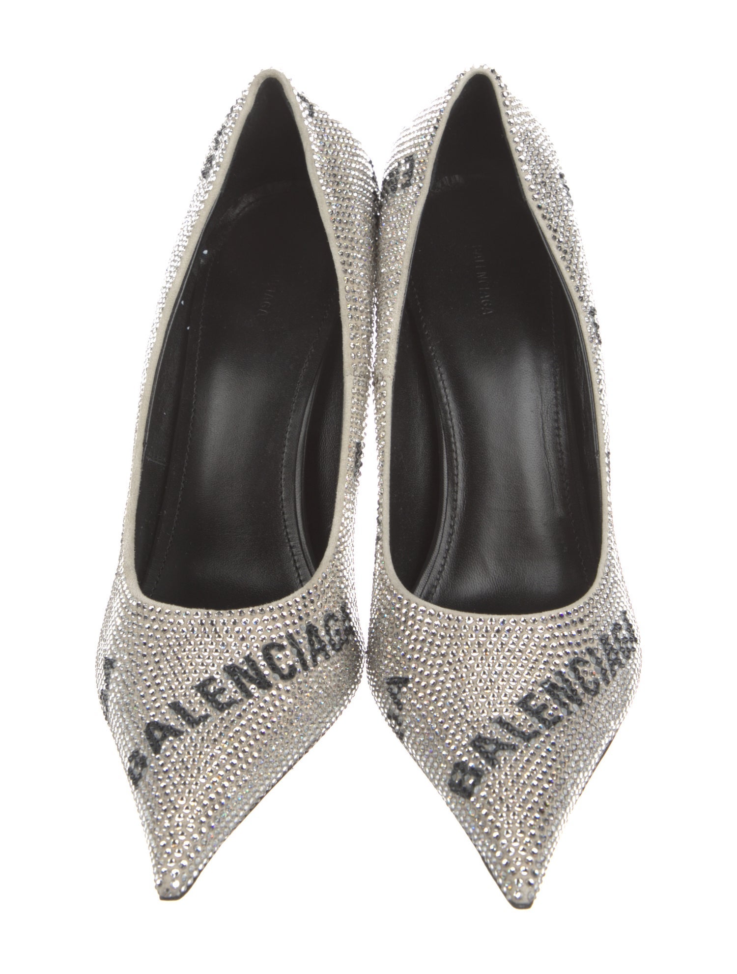 Balenciaga Monogram Pattern Crystal Embellishments Pumps